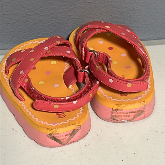 Gymboree Orange/Pink Polka Dot Sandals Sz 4 - Picture 3 of 5